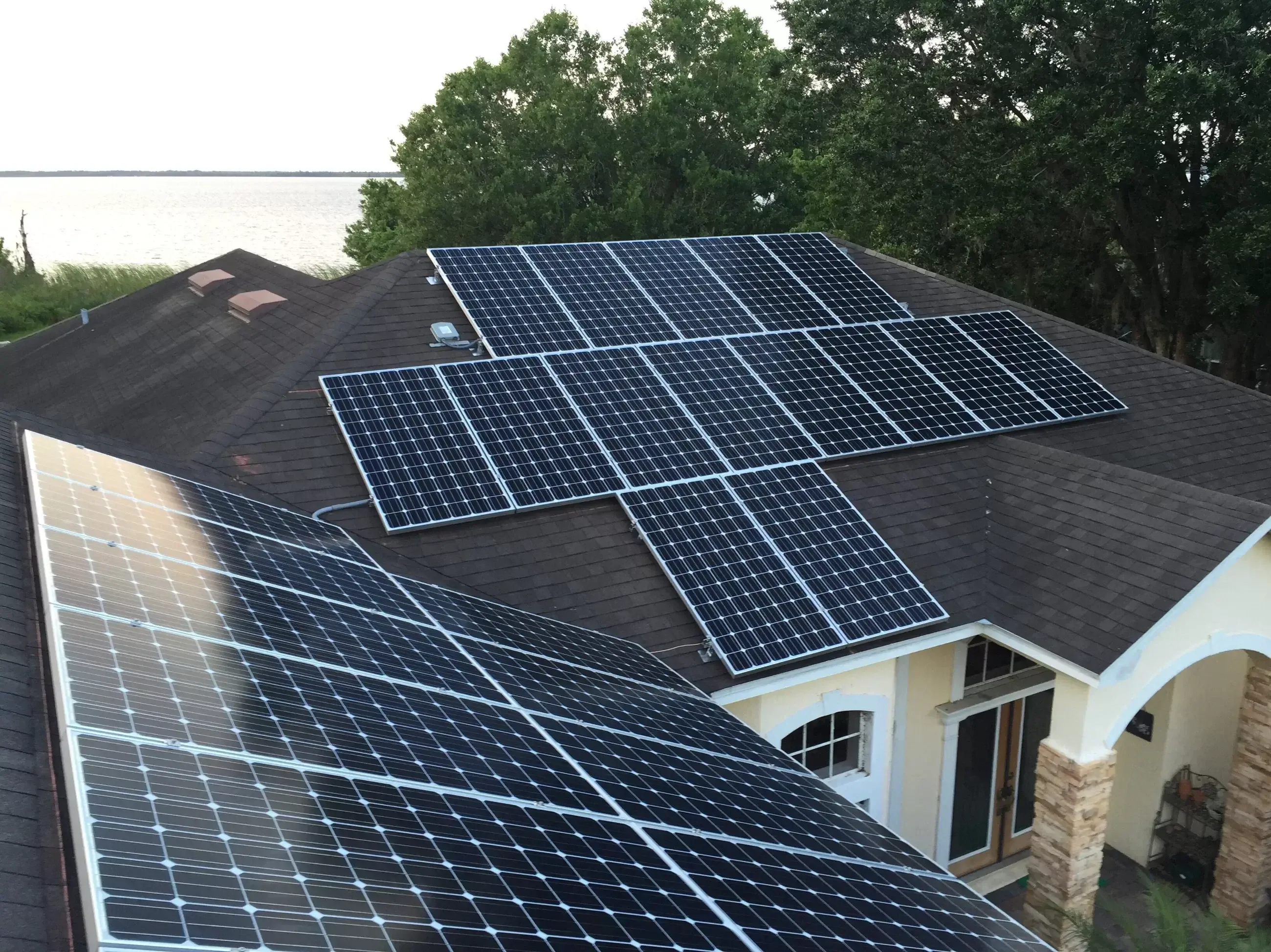 Rooftop covered with installed solar panels